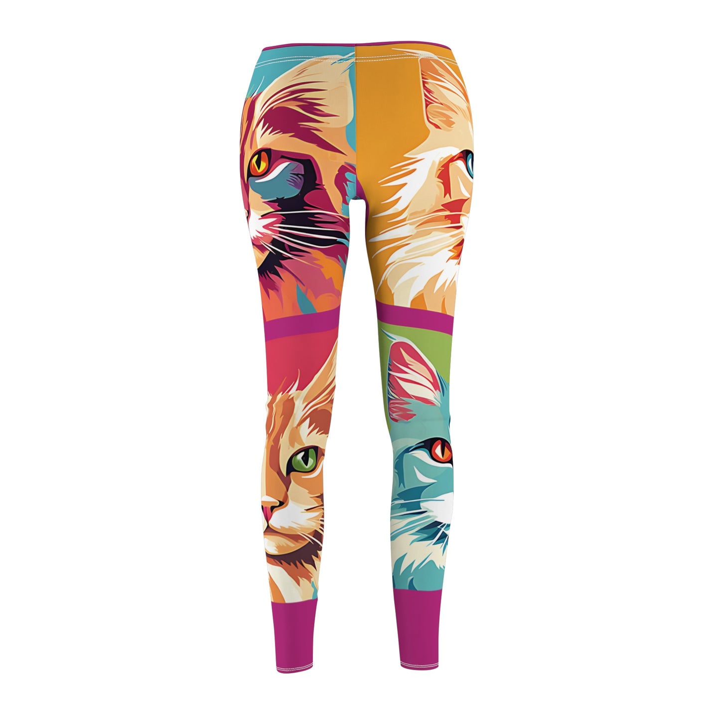 Leggings - Pussy Cat Inspired Bright Colors with Different Cat Breeds - LGBT, Non Binary, Transgender (Sizes to2X)