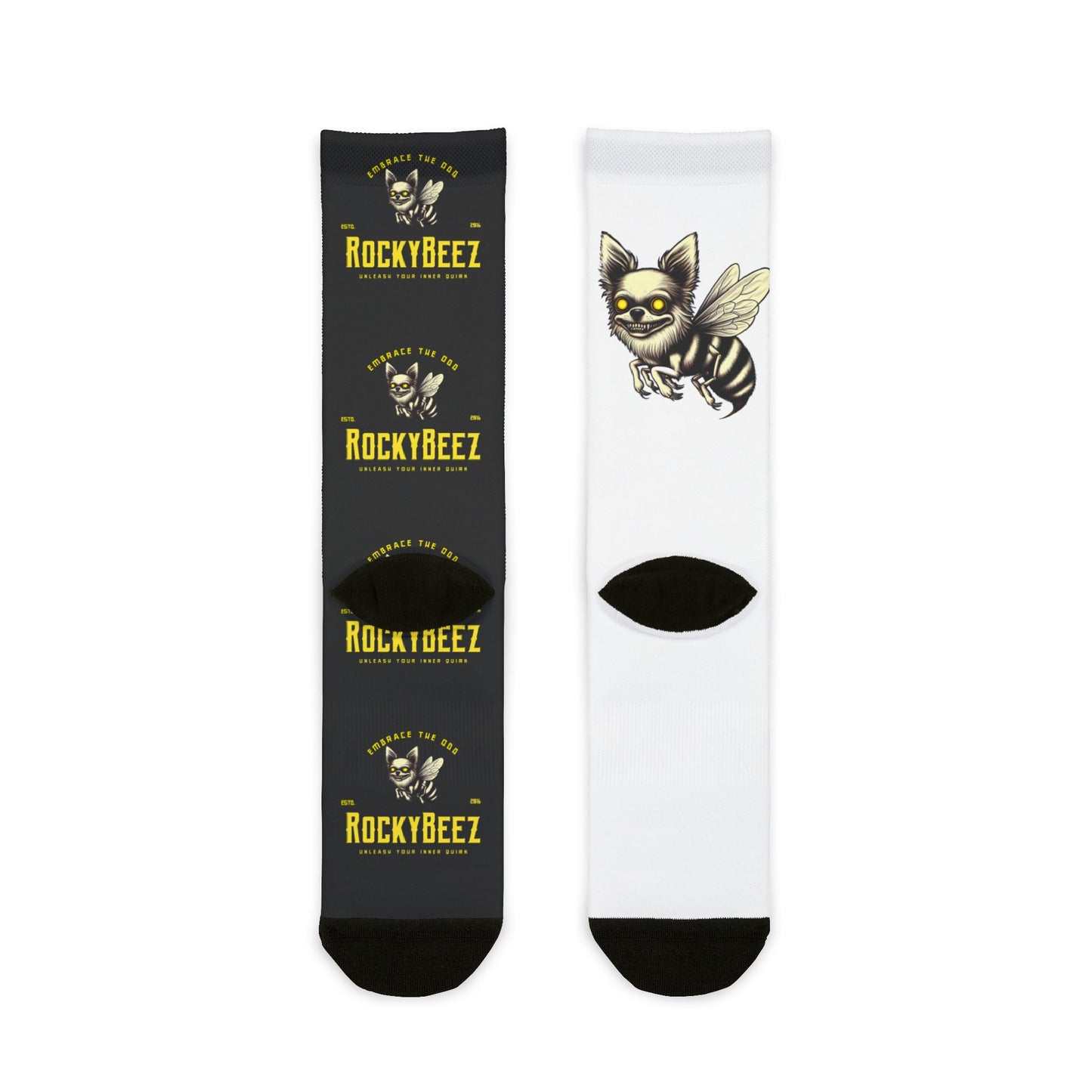 RockyBeez Fun Graphic Crew Socks - Embrace the Buzz!