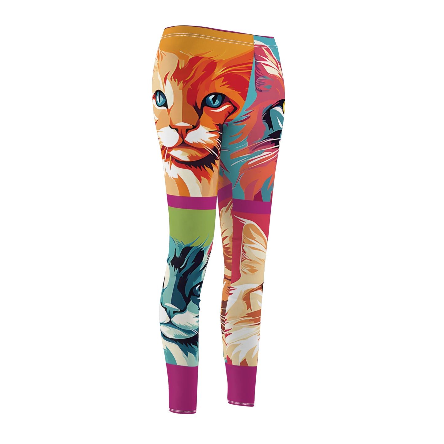 Leggings - Pussy Cat Inspired Bright Colors with Different Cat Breeds - LGBT, Non Binary, Transgender (Sizes to2X)