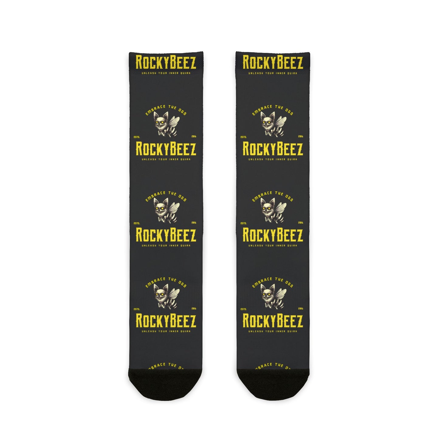 RockyBeez Fun Graphic Crew Socks - Embrace the Buzz!