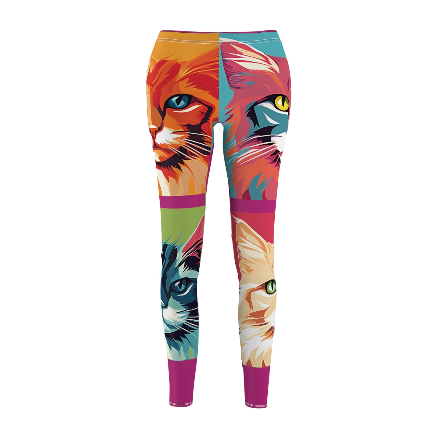 Leggings - Pussy Cat Inspired Bright Colors with Different Cat Breeds - LGBT, Non Binary, Transgender (Sizes to2X)