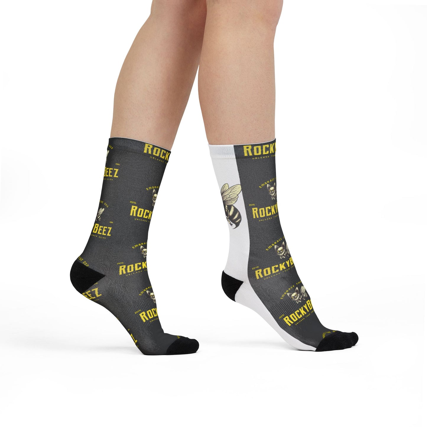 RockyBeez Fun Graphic Crew Socks - Embrace the Buzz!